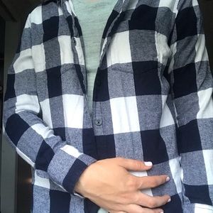 blue and white flannel